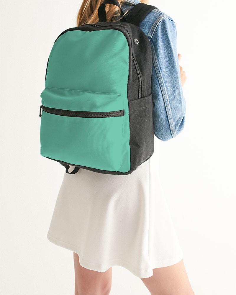 Pastel Cool Green Canvas Backpack C60M0Y45K0 - Woman Back Closeup