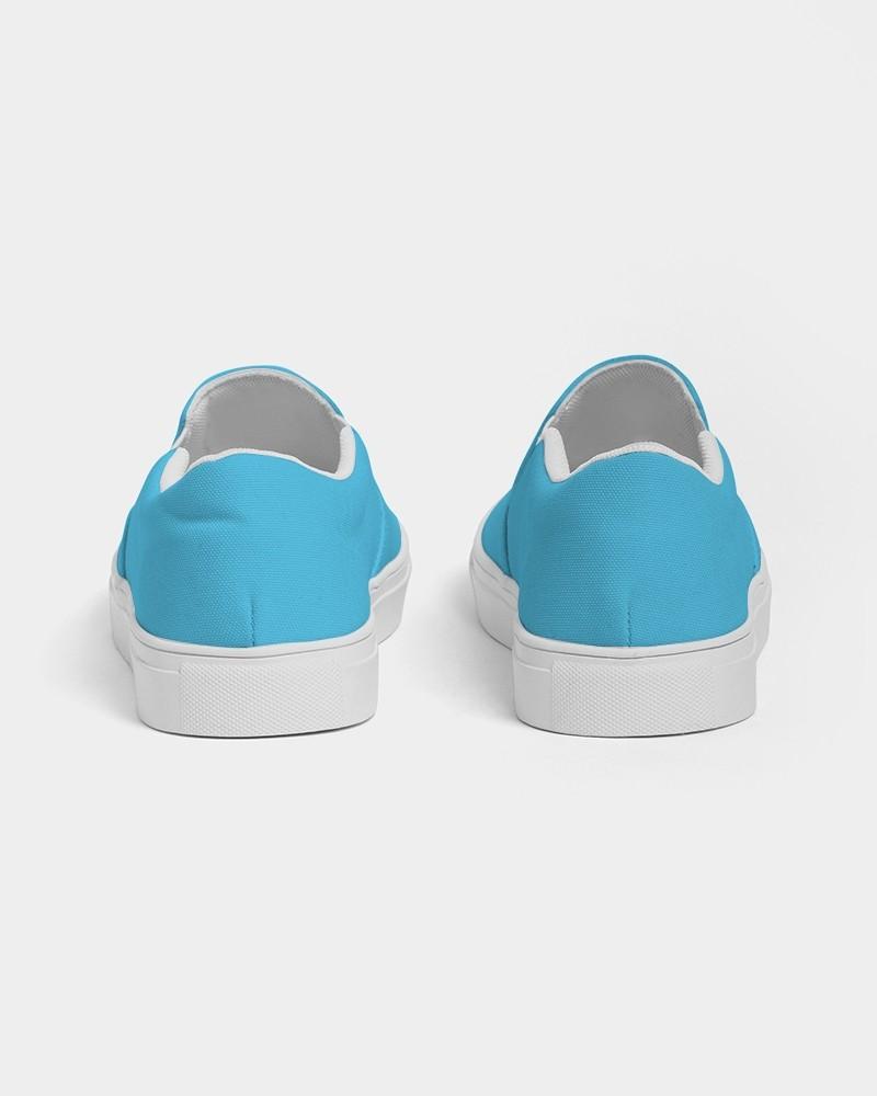 Pastel Cyan Men's Slip-On Canvas Sneakers C60M0Y0K0 - Back