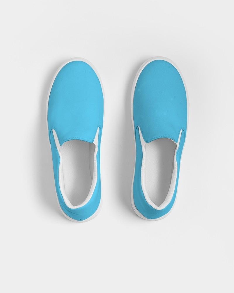 Pastel Cyan Men's Slip-On Canvas Sneakers C60M0Y0K0 - Top