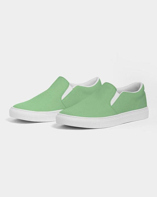 Pastel Green Men's Slip-On Canvas Sneakers C45M0Y60K0 - Side 3