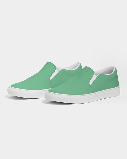 Pastel Green Men's Slip-On Canvas Sneakers C60M0Y60K0 - Side 3