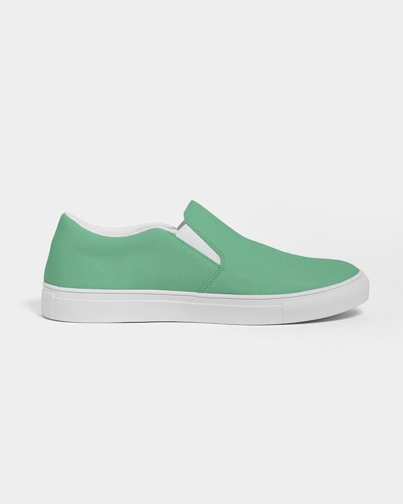 Pastel Green Men's Slip-On Canvas Sneakers C60M0Y60K0 - Side 4