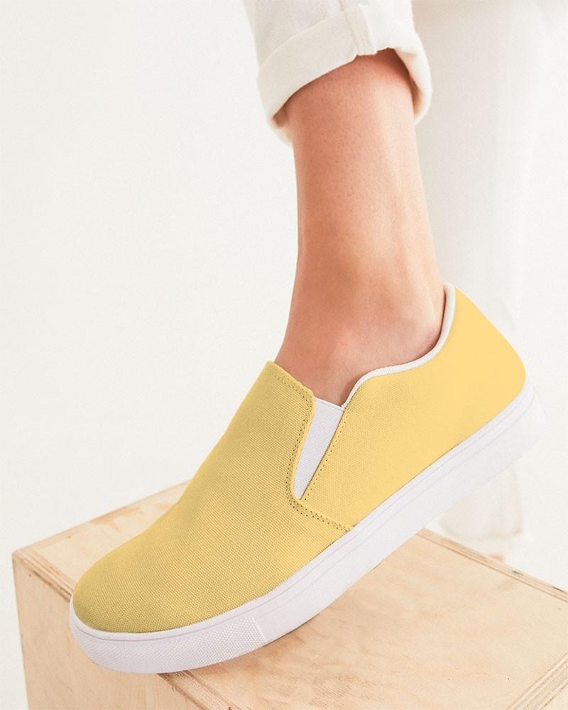 Pastel Orange Yellow Women's Slip-On Canvas Sneakers C0M15Y60K0 - Woman CloseUp