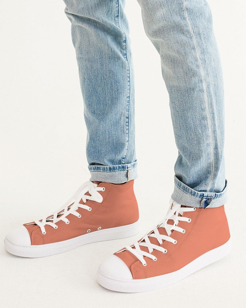 Pastel Red High-Top Canvas Sneakers C0M60Y60K0 - Man CloseUp