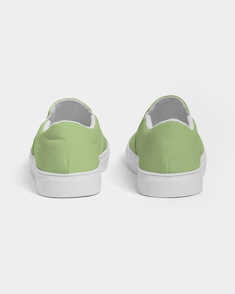 Pastel Warm Green Men's Slip-On Canvas Sneakers C30M0Y60K0 - Back