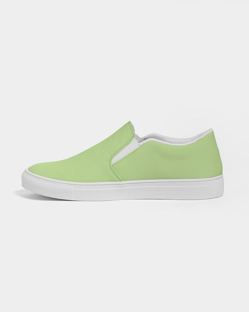 Pastel Warm Green Men's Slip-On Canvas Sneakers C30M0Y60K0 - Side 1