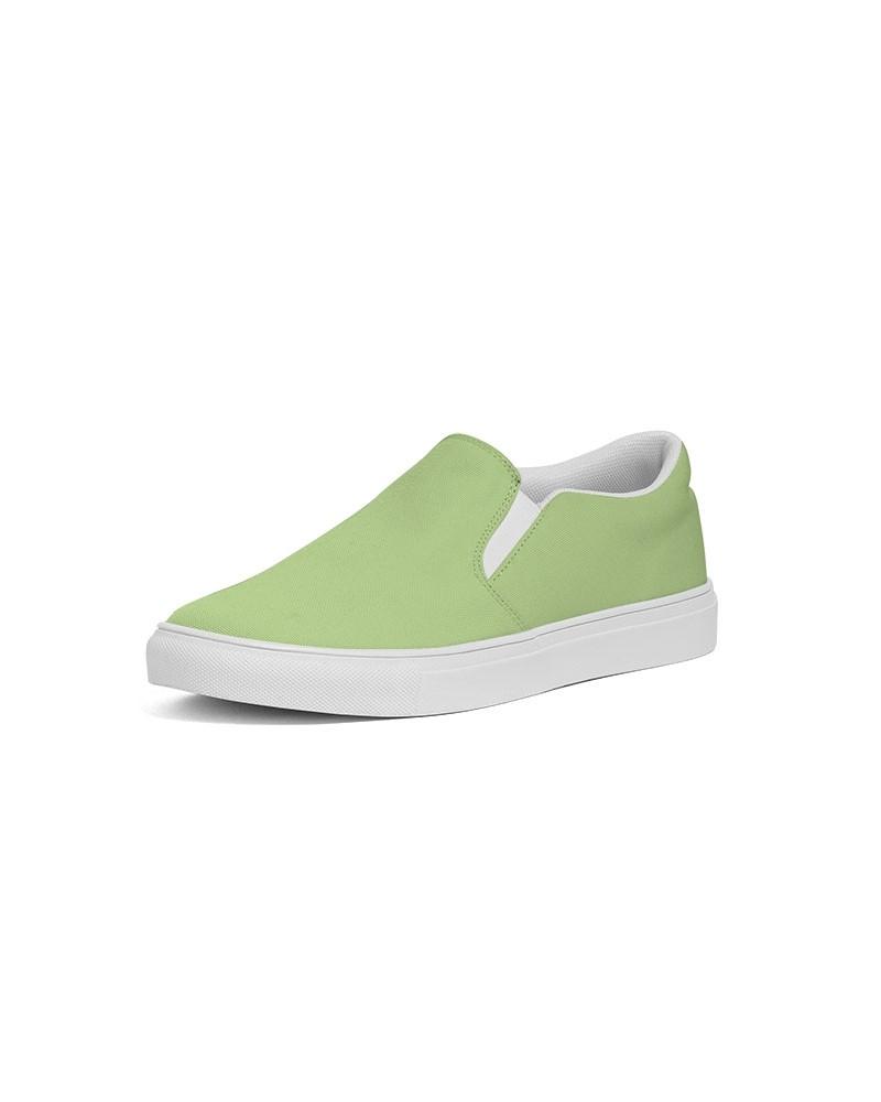 Pastel Warm Green Men's Slip-On Canvas Sneakers C30M0Y60K0 - Side 2