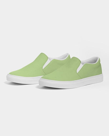 Pastel Warm Green Men's Slip-On Canvas Sneakers C30M0Y60K0 - Side 3