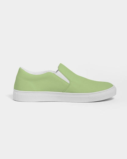 Pastel Warm Green Men's Slip-On Canvas Sneakers C30M0Y60K0 - Side 4