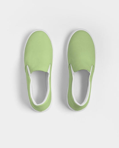 Pastel Warm Green Men's Slip-On Canvas Sneakers C30M0Y60K0 - Top