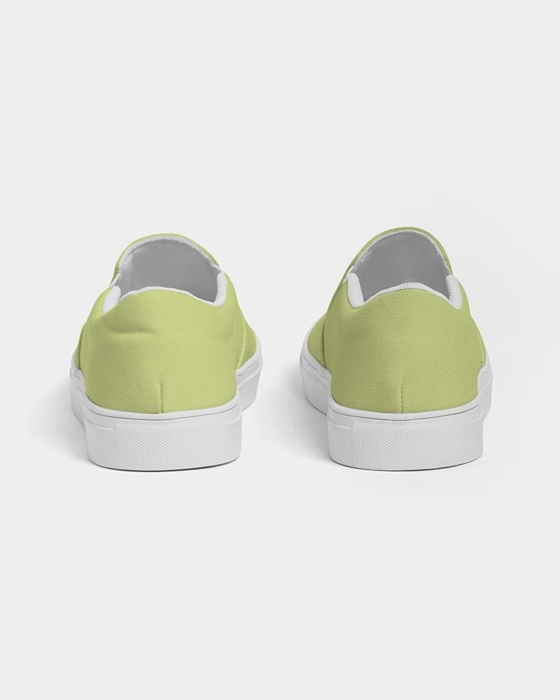 Pastel Yellow Warm Green Men's Slip-On Canvas Sneakers C15M0Y60K0 - Back