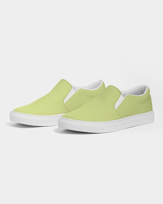 Pastel Yellow Warm Green Men's Slip-On Canvas Sneakers C15M0Y60K0 - Side 3