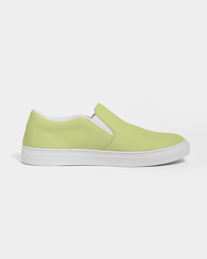 Pastel Yellow Warm Green Men's Slip-On Canvas Sneakers C15M0Y60K0 - Side 4