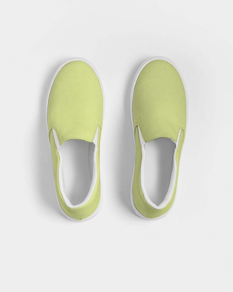 Pastel Yellow Warm Green Men's Slip-On Canvas Sneakers C15M0Y60K0 - Top