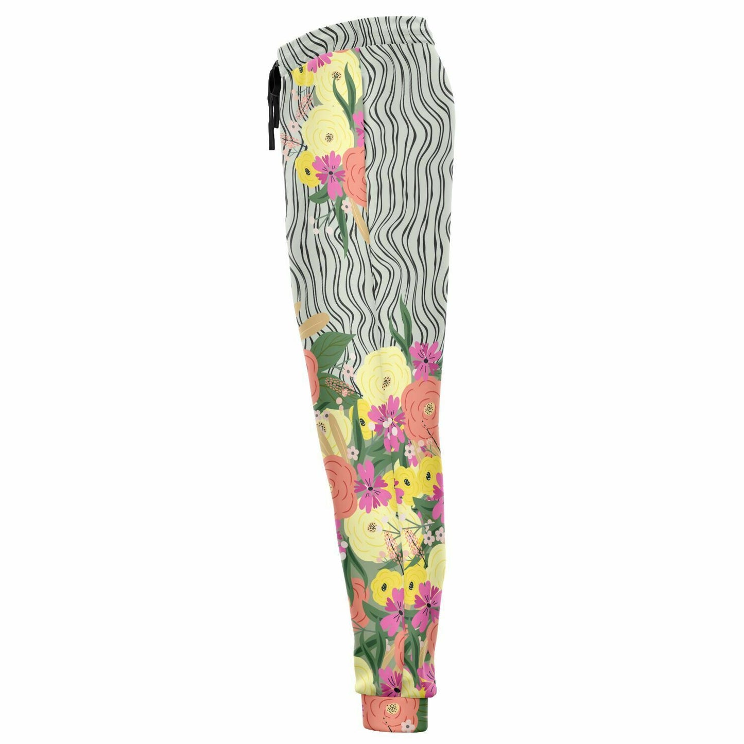 Summer Flower Hand Drawn Striped Unisex Joggers with PLUS sizes