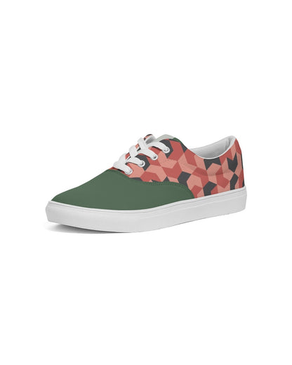 Green Red Geometric Striped | Men's | Canvas Sneakers