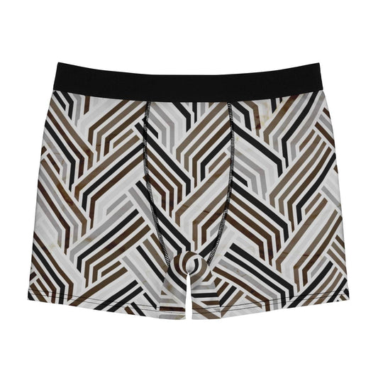 Geometric Beige Stone Vibe Line Boxer Briefs - Qolord