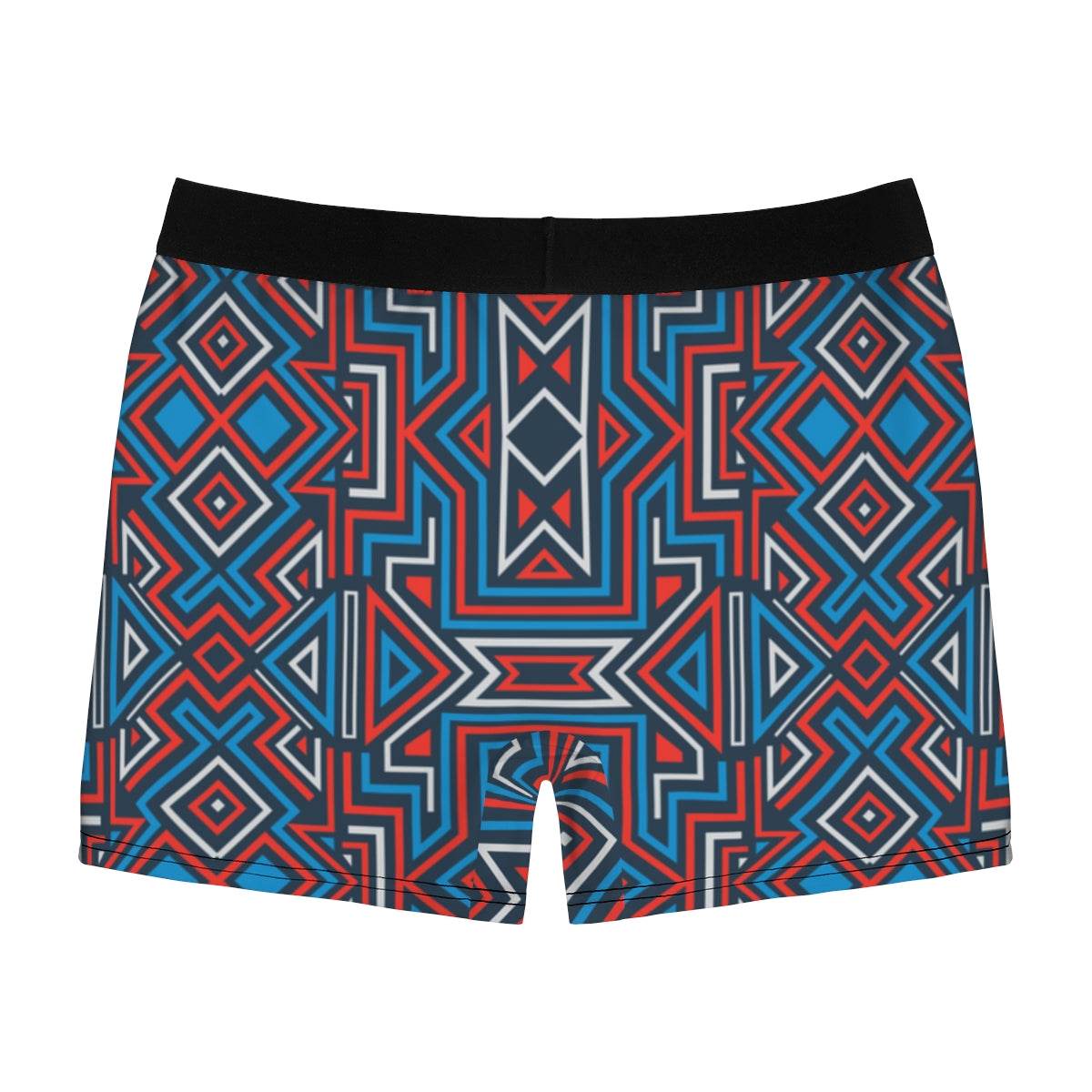 Geometric Blue_red And White Irregular Line Ornament Boxer Briefs - Qolord