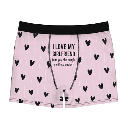 I Love My Wife / Husband / Girlfriend / Boyfriend Baby Pink & Black Heart Boxer Briefs