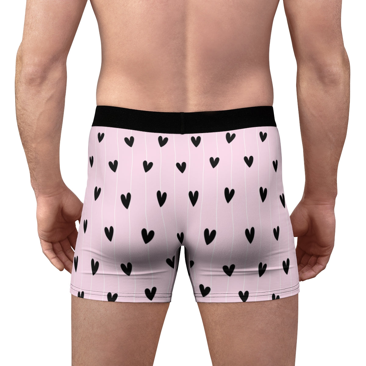 I Love My Wife / Husband / Girlfriend / Boyfriend Baby Pink & Black Heart Boxer Briefs